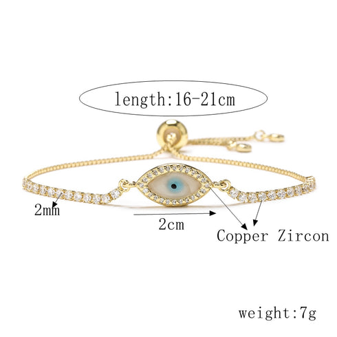 Devil's eye heart shape drawstring inlay zircon bracelets