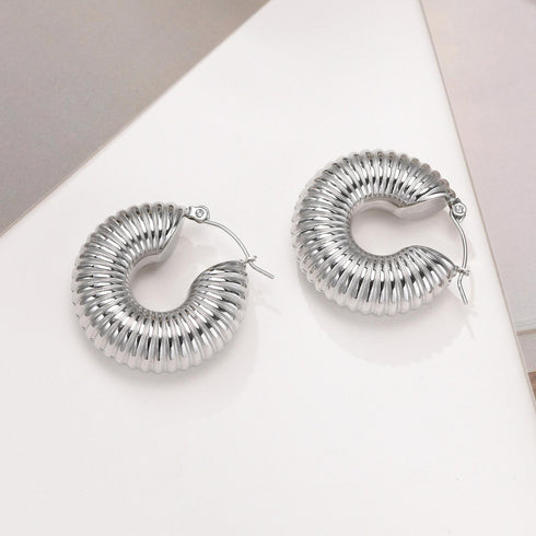 Fashion round titanium steel plating hoop earrings