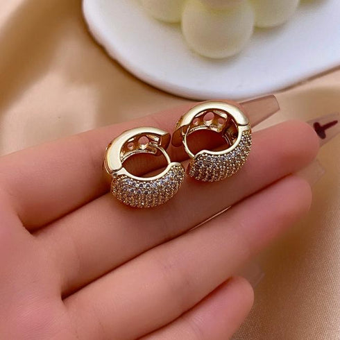 Hoops inlay copper zircon gold plated earrings