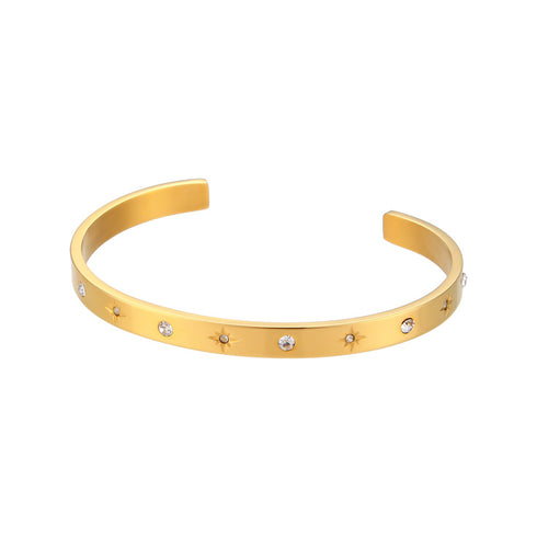 Stainless steel eight star round zircon opening bracelet