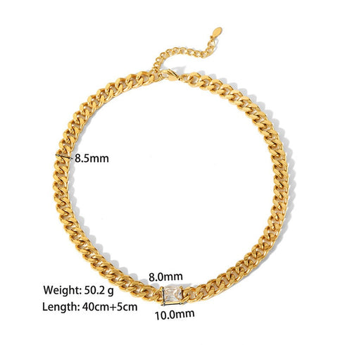 Streetwear heart shape titanium steel inlay zircon necklace