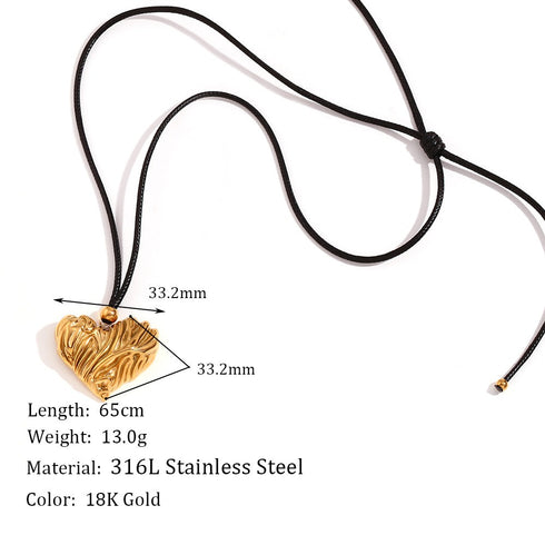 Style heart shape stainless steel plating 18k gold plated pendant necklace