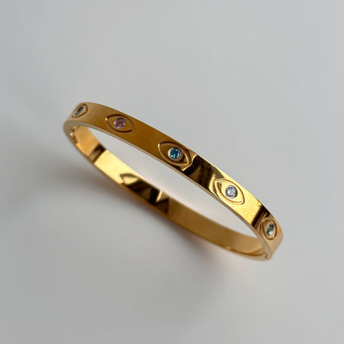 Titanium steel plating inlay zircon 18k gold plated bangle