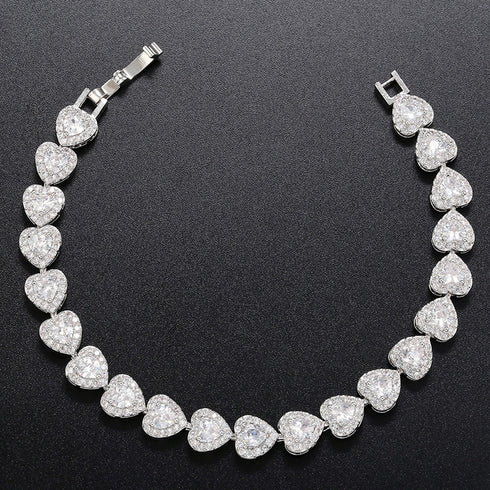 Heart shape brass plating zircon bracelets