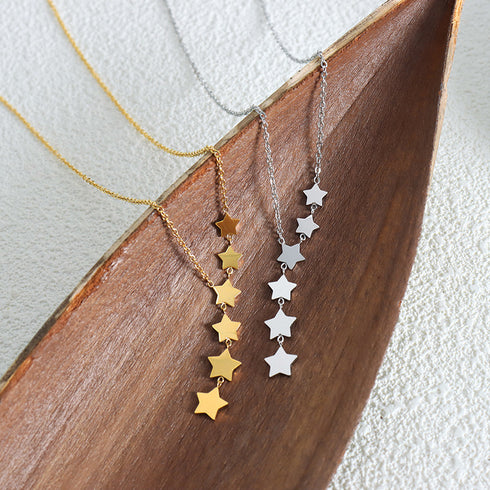 Star titanium steel pendant necklace