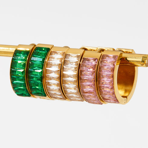 Square inlay stainless steel huggies