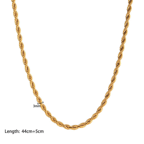 Hip-hop geometric stainless steel titanium steel chain 18k gold plated necklace