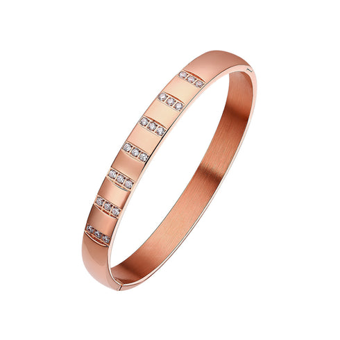 Titanium steel inlay zircon bangle