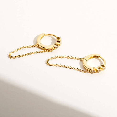 Cross-border s925 silver fashion long tassel chain zircon copper earrings