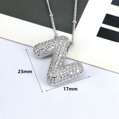 Letter plating silver plated pendant necklace