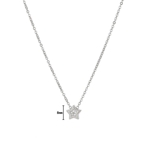 Pentagram stainless steel plating inlay zircon