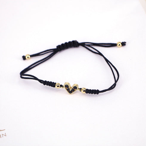 Adjustable micro-set colored zircon heart