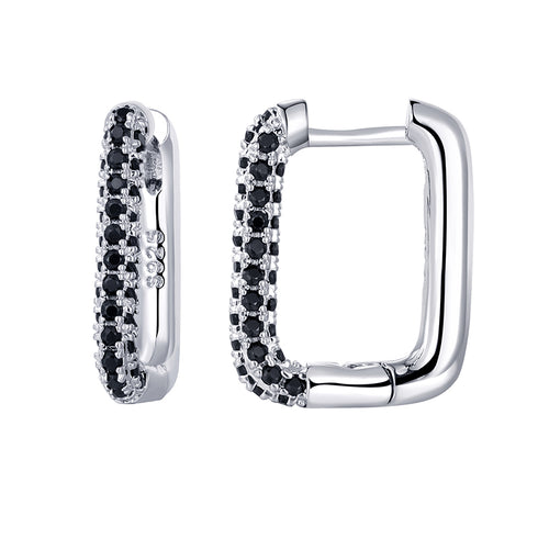 Elegant rectangle plating inlay copper zircon earrings