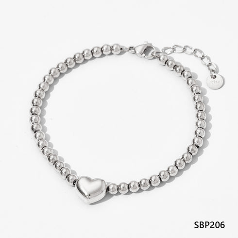 Heart shape stainless steel beaded plating bracelets necklace