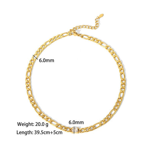 Streetwear heart shape titanium steel inlay zircon necklace