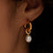 Stainless steel pearl 18k gold plated drop earrings