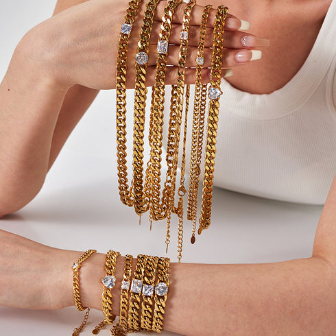 Streetwear heart shape titanium steel inlay zircon necklace