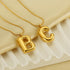 Stainless Steel 18K Gold Plated Casual Letter