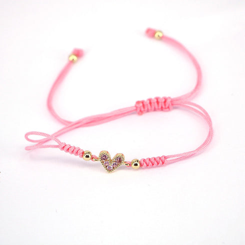 Adjustable micro-set colored zircon heart