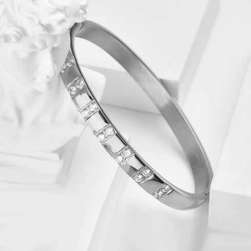 Titanium steel inlay zircon bangle