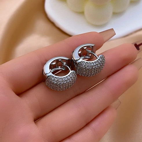 Hoops inlay copper zircon gold plated earrings