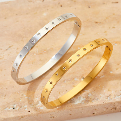 Fashion circle stainless steel plating zircon bangle