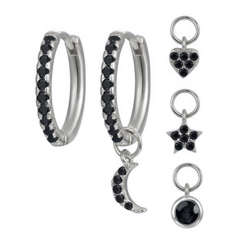 925 silver needle four small pendants set earrings