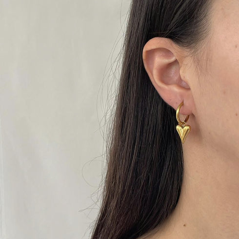 Cute classic style pentagram heart shape hoop earrings