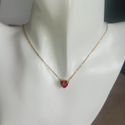 Birthstone Necklace Stainless Steel Simple Style Heart Shape