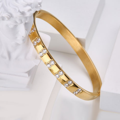 Titanium steel inlay zircon bangle
