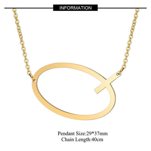 Initial stainless steel polishing plating hollow out 18k gold plated necklace