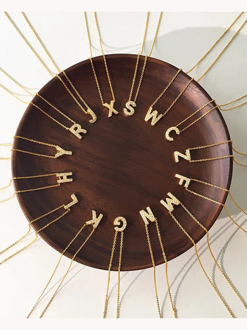 Letter titanium steel copper 18k gold plated charms (without chain)