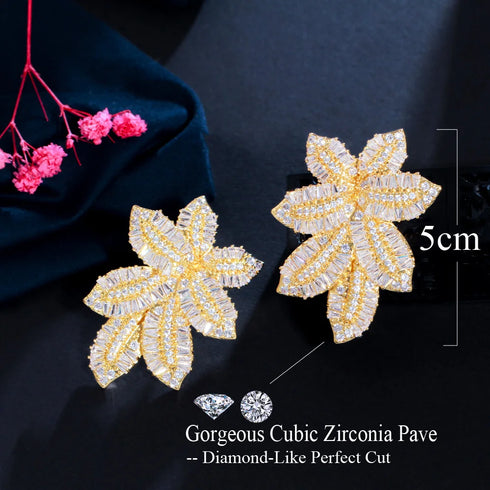 Elegant tropical plating inlay 14k gold plated rhodium plated