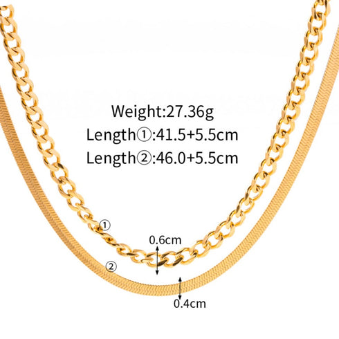 Layered stainless steel plating 18k gold plated necklace