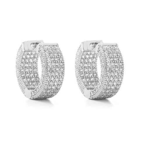 Square zircon huggies earrings