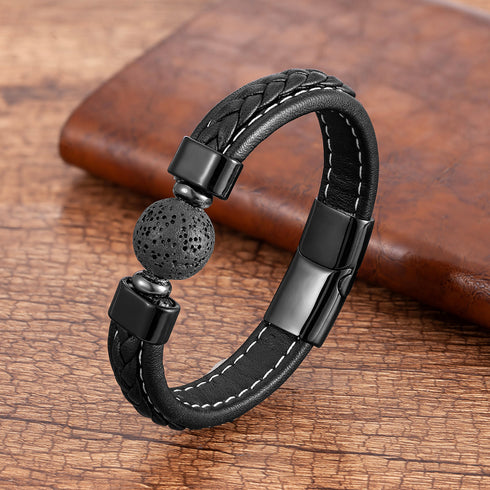 Round natural stone agate tiger eye round men's bangle