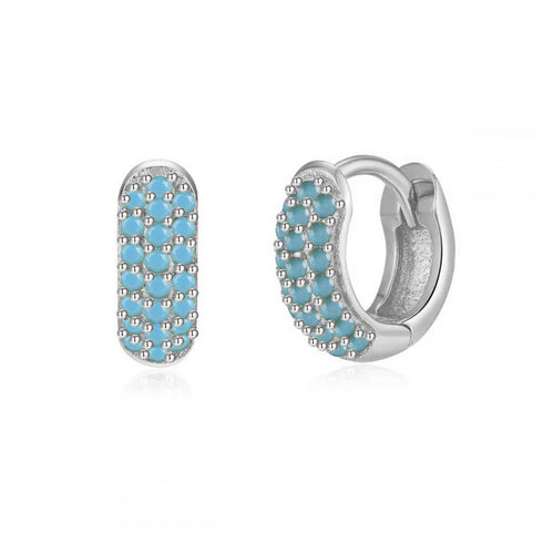 Round plating inlay copper zircon white gold plated gold plated earrings