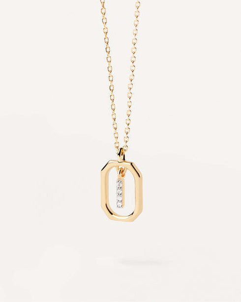 Letter sterling silver plating inlay zircon pendant necklace