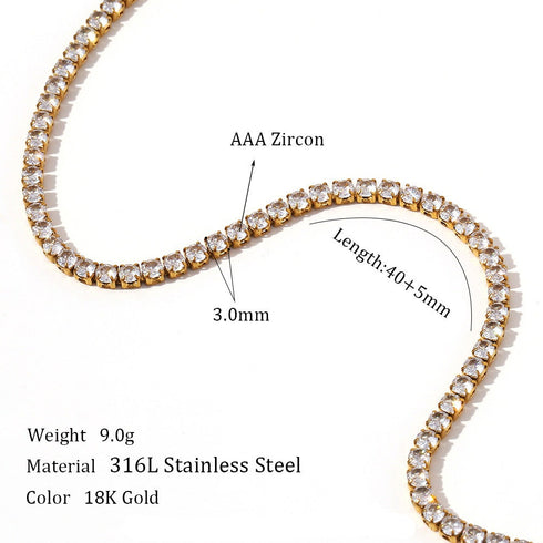 Style geometric stainless steel plating zircon gold plated necklace