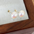 Elegant glam round inlay pearl pearl ear studs