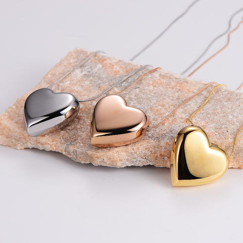 Heart shape stainless steel 18k gold plated pendant necklace