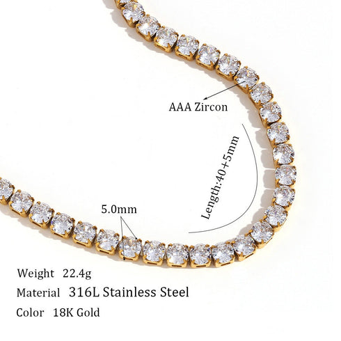 Style geometric stainless steel plating zircon gold plated necklace