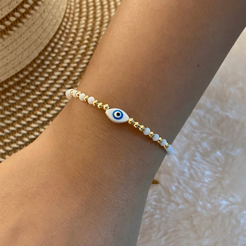 Vintage style devil's eye shape shell bracelets