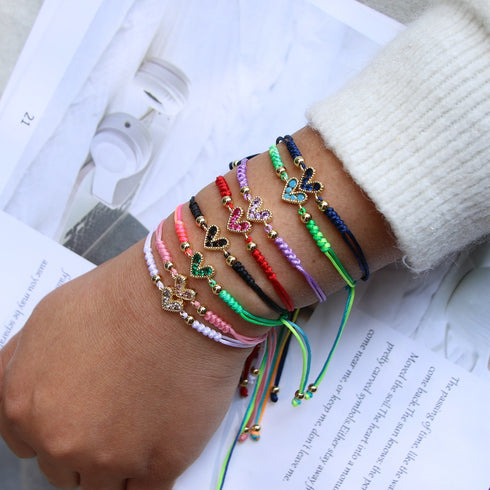 Adjustable micro-set colored zircon heart