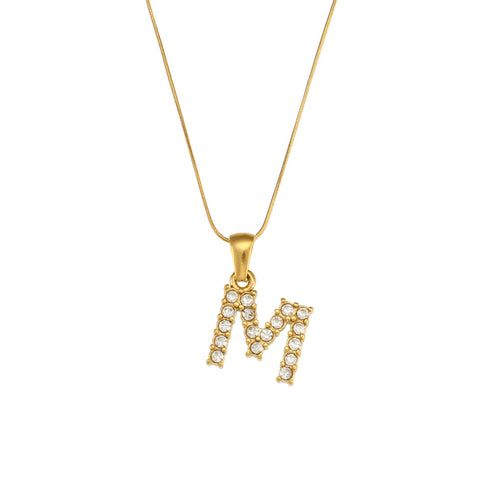 Letter stainless steel necklace plating zircon stainless steel necklaces
