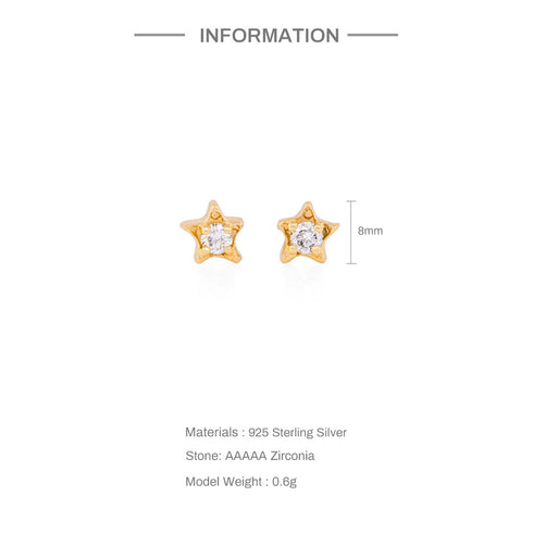 Styles plating inlay sterling silver zircon 18k gold plated ear studs