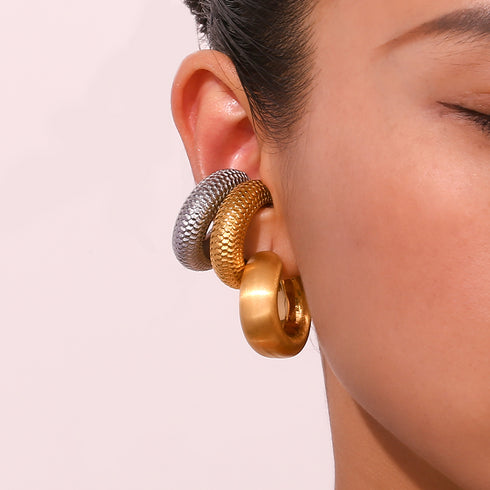 Style solid color plating stainless steel 18k gold plated ear cuffs