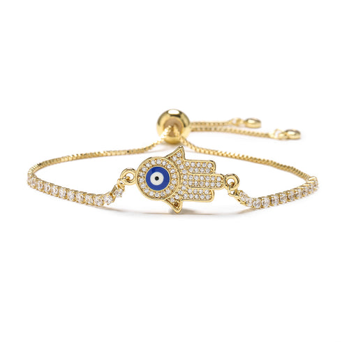 Devil's eye heart shape drawstring inlay zircon bracelets