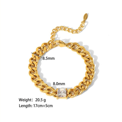 Streetwear heart shape titanium steel inlay zircon necklace