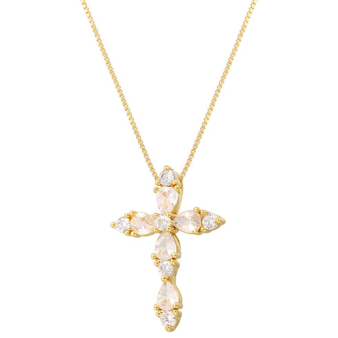 Luxurious Cross Inlay Zircon Pendant Necklace